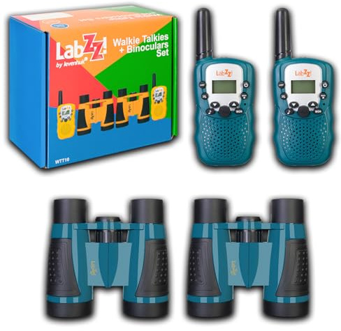 Levenhuk LabZZ WTT10 – Set con Walkie-Talkie e Binocolo per Bambini 3–12 Anni – Gioco di Ruolo per Ragazzi – Comunicazione fino a 3 km – Regalo Perfetto per Avventure all’Aperto e Campeggio, Blu