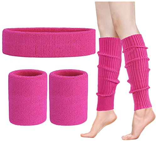 ONUPGO Leg Warmers for Women 80s Headband Wristbands Neon Leg Warmers Set for Sport Yoga - 80s Workout Clothes 90s Outfit for Women