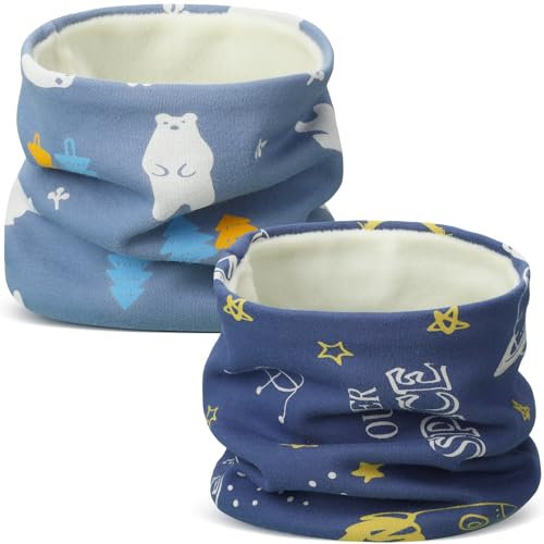 SATINIOR 2 Kinder Baumwolle Schlauchschals für Jungen Mädchen Winter Halswärmer Multifunktion Winddichte Loop Schals, 2 Stile