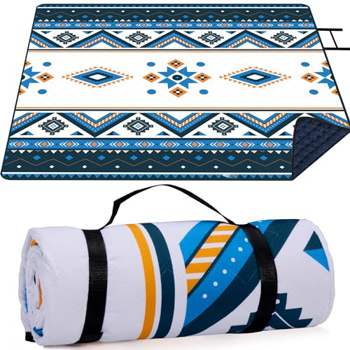LARUTAN Manta de Picnic para Exteriores 195 x 150 cm, Impermeable, Sin Arena, Manta de Pícnic, Portátil, Lavable, para Playa, Barbacoa, Pícnic, Senderismo, Viajes, Camping (Azul)