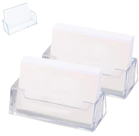 YREYBN 2 PCS Business Card Holders, ,Desktop Clear Business Card Stand,transparent acrylic card holder display, transparent office card holder for Exhibition Desk Tidy Home Office Accessories(Clear)