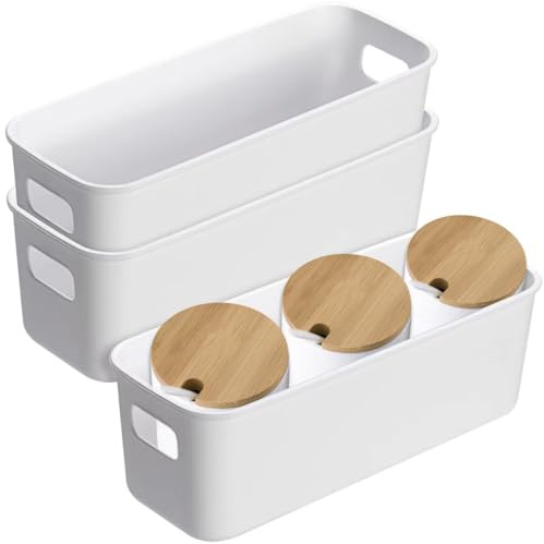 3 Pcs Small Plastic Storage Box, Small Storage Baskets with Handles