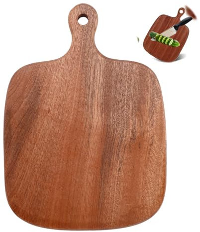 GlasFlength Tabla de cortar de ébano, 25 x 18 x 2 cm, tabla de cortar de madera y bandeja de servir de ébano, tabla de trinchar, suave con las cuchillas