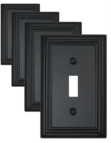 ZILLSEA Metal Wall Plates, Switch Plates and Outlet Covers, Decorative Pearl Design (Black/1 Toggle 4 Pack)