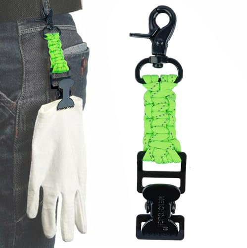 Qurygin Arbeitshandschuhhalterband, Fäustlingshalterclip | Fäustling-Clip-Halter - Robuster Metallclip, geflochtener Paracord-Handschuh-Clip-Halter für Werkzeuggürtel, Werkzeugtasche, Werkzeugrucksack