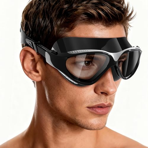 sliwo 180°Panoramic Swim Goggles Adult, Ultra-Comfort Liquid Silicone Anti-Fog/UV Pool & Outdoor Women Men Youth