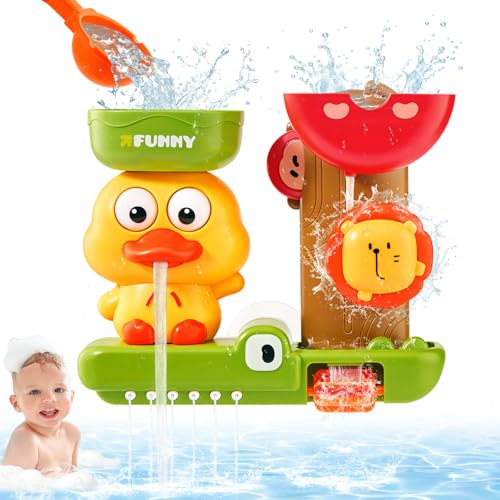 Badewannenspielzeug ab 1 2 3 4 Jahr,Badespielzeug Baby ab 1 2 Jahr,Enten und Löwen Badewannen Spielzeug ab 1 2 3 Jahr,Wasserspielzeug Kinder mit Saugnapf,Kinderspielzeug Geschenk für Jungen Mädchen