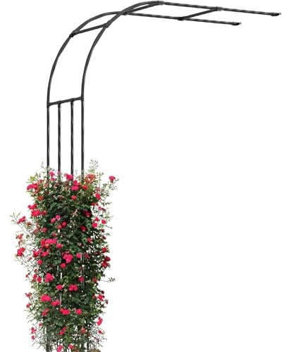 Arche de Jardin Demi-côté, Arche à rosiers, tonnelle de Jardin Robuste, Treillis en Métal Demi-Arc pour Plantes grimpantes, Roses 60x240cm, 120x240cm, 180x240cm, 220x240cm(Black,180X240CM)