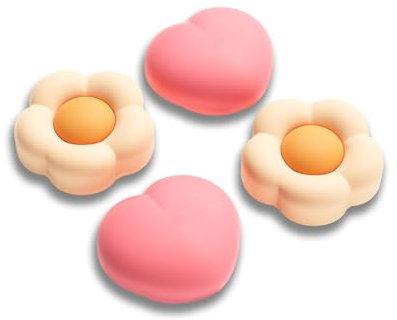 GeekShare Lot de 4 capuchons de poignée Joycon en silicone compatibles avec Switch 2 - Capuchons de joystick souples pour Switch 2025 - Cœur et fleur