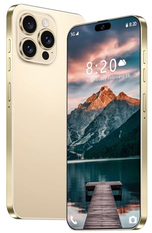 Smartphone 5G para I16 Pro MAX, Pantalla HD de 7.3 Pulgadas, portátil, Impermeable, Ideal para Aventuras, desbloqueo Facial, teléfono de Oficina, GPS FM WiFi Carga rápida de 8000 mAh,Gold-1TB