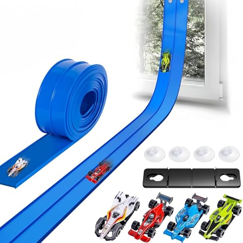 Circuit Voiture Enfant 5M avec 4 Petites Voitures, Piste de Course Flexible Jouet Garçon Fille 3 4 5 6 Ans, Circuit Auto Enroulable et Portable avec Rampes pour Intérieur et Extérieur