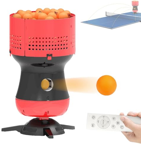 AXGCAA Robot de Tennis de Table, Lance-balles Automatique avec télécommande, Service de Tennis de Table, Temps, Force et Distance de Service réglables, capacité de 90 balles, pour l'entraînement