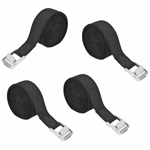 4 Pezzi Cinghia di Fissaggio 3 m x 2,5 cm Carico Cinghie di Tensione con Fibbia Professionali Cinghie di Carico Regolabili per Moto Auto Portabiciclette