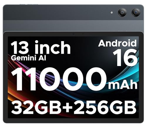 DOOGEE Tab E3 Pro Android 16 Tablet 13 Zoll FHD+ Helio G100 Octa-Core 32GB RAM+256GB ROM (2TB TF) 11000mAh Akku Tablet mit SIM Card Slot 13MP+8MP WidevineL1/ Dual 4G LTE + 5G WiFi/Face ID/OTG/GPS