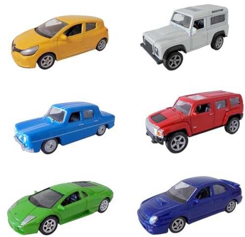 OPO 10 - Set di 6 Auto in Miniatura, Scala 1:64, 3 Pollici (7,5 cm): Renault, Lamborghini, Hummer, Land Rover, Subaru, Welly LSUP5