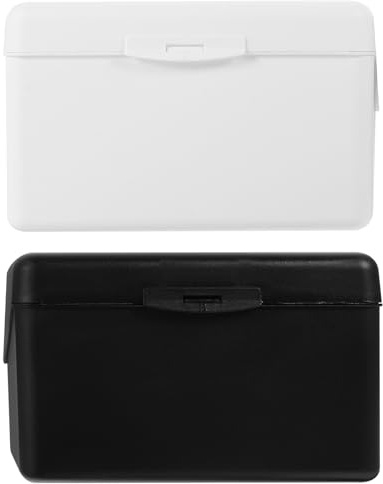 Alipis Lot de 2 Porte-Cartes de Visite pour Bureau en Plastique Rigide Couleurs Blanc et Noir Boîte de Rangement Compacte et Empilable Organisateur Pratique pour Cartes de Visite et