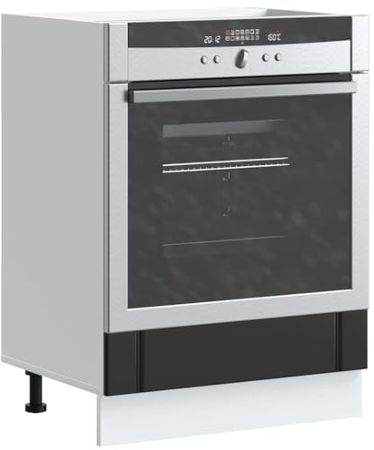 Zeehear Lucca Armoire à cuisinière en bois noir 60 x 46 x 81,5 cm Pieds réglables Armoire de cuisine pour four, micro-ondes, design peu encombrant, facile d'entretien