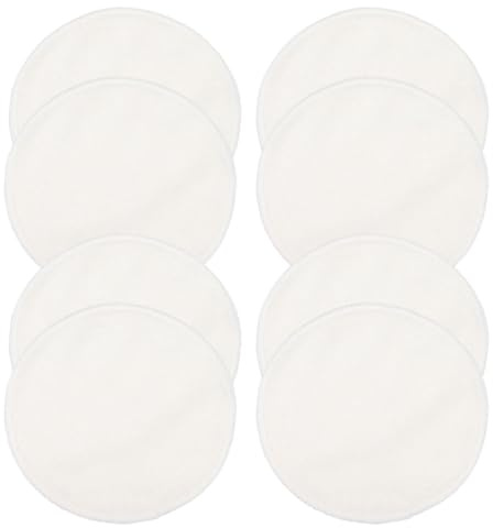 8 Pcs Cotton Washable Nursing Pads Reusable White Breast Pads | Moulds to Breast Shape, Comfortable Fit for Breastfeeding Women, Postpartum Use