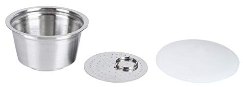 FTVOGUE Återanvändbar Kaffekapsel Kaffekapsel i Rostfritt Stål med Silikonlock 40 Ml Finfilter Återfyllbar Kapselkopp för Kaffemaskin Till Hemmakontoret (Vit)