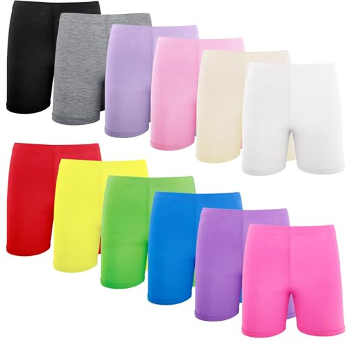 HOLLHOFF 12 Mixed Color 6-7T Girls Dance Shorts for Playgrounds and Gymnastics Breathable and Safe Active Shorts
