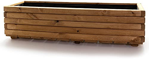 Holzfee Pflanzkasten Akzent 120 Kiefer dunkel geölt 118 x 40 x 30 cm Holz Blumenkasten Balkon Terrasse