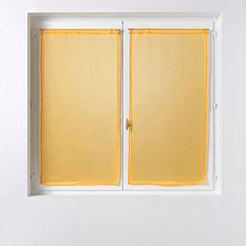 douceur d'intérieur, Coppia di tende passapasta (2 x 60 x 120 cm) Sandra Giallo, Velo Sabbiato