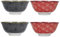 KitchenCraft Lot de 4 bols à céréales et dessert en céramique - Motif floral - Passe au micro-ondes et au lave-vaisselle - Avec boîte cadeau - Rouge et noir