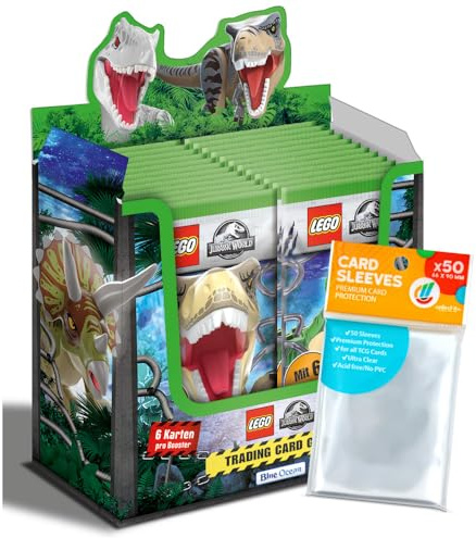 Bundle mit Blue Ocean Lego Jurassic World - Serie 3 Trading Cards - 1 Display (36 Booster) + Exklusive Collect-it Hüllen