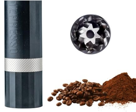 1Zpresso Q Air Moulin à Café Manuel - Noir - Assemblage heptagonal en acier inoxydable, meule conique, boîtier en plastique, léger, format voyage, réglage numérique ajustable, démontage sans tracas