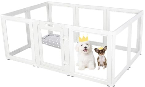 Everfront Box per cani in plastica acrilica trasparente, per cuccioli, gatti, conigli, furetti, recinto trasparente per animali domestici, facile da montare, ideale per cani di piccola taglia (altezza