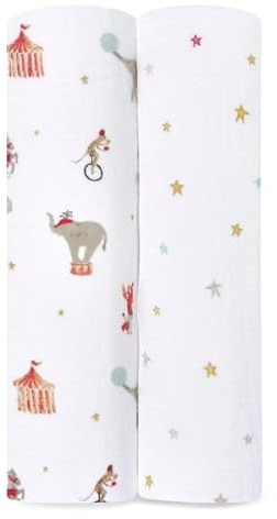 aden + anais™ essentials cotton muslin 2 pack swaddle blanket elephant circus