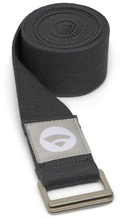 Bodhi Padma Yogagurt XL | Yoga Belt aus 100% Baumwolle | Extra breites Yogaband | Waschbarer Yoga Strap mit Schiebeschnalle aus Metall | Praktisches Zubehör für Dehnung und Fitness | anthrazit