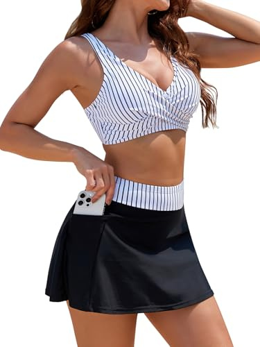 SHEKINI Women's High Waisted Bikini Sets Two Piece Swimsuit Swim Skirt