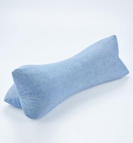EDMILE Cervical Buckwheat Neck Roll Pillow for Pain Relief, Firm Neck Support Bolster for Back Sleepers, Washable Cover, Ideal for Office Lunch Break, Blue 15 X 5 Inches
