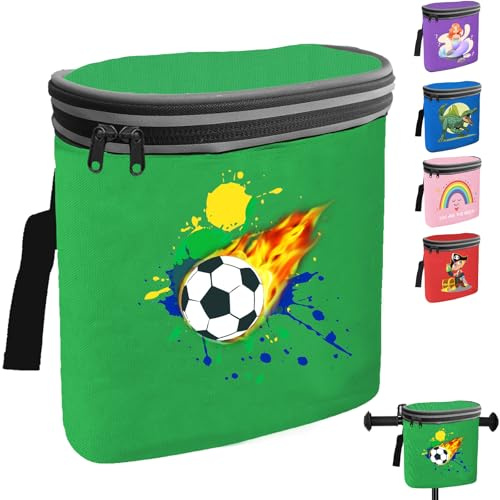 AUNGKWANG Bolsa de Manillar para Niños, Cesta Bicicleta Delantera, Waterproof Fútbol Cycle Basket For Kids, Tapa Extraíble, Bolsa para el Manillar de La Bicicleta con Reflectores, For Chico Chica