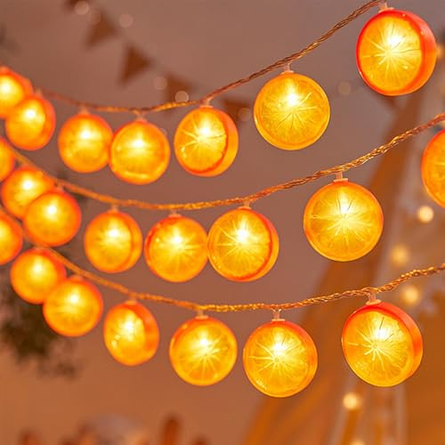 ENLACE Apelsinskivor ljusslinga, 6 m lång, 40 LED-lampor, batteridriven, apelsin ljusslinga för Aperol-dekoration, Halloween, julfirande, fest, sovrum, inomhus och utomhus