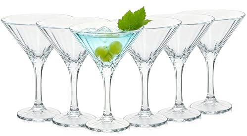 Ausune Cocktail Glasses Set of 6 (6oz/170ml), Height 13.5 x Width 10.5cm,100% Lead & Cadmium Free Classic Martini Set