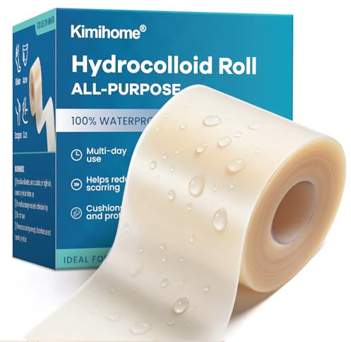 Hydrokolloid Pflaster Rolle – Kimihome Hydrokolloid Roll 6.5cm*5m Fuß mit Selbstklebeband – auf Maß zuschneidbar, ultra-saugfähiges Klebeband für Blasen, Aknepflege – Erste-Hilfe-Set