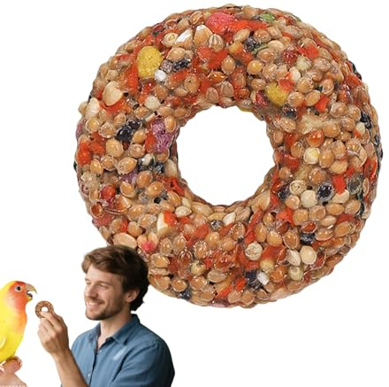 Cockatiel Treats - Grain Donut Teether Chew giocattolo per pappagalli, amici, piccioncini e piccoli uccelli | Bird Cage Foreging Entertainment, Training Premi Snack, forniture per attività di voliera