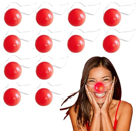 Naso Da Pagliaccio Luminoso - Confezione Da 12 Nasi A LED Rossi, Oggetti Di Scena Lampeggianti Per Bambini E Adulti | Nasi Da Circo Elastici Per Feste In Maschera, Carnevale, Natale, Decorazioni Per F