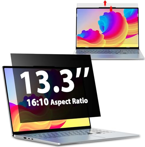 Filtre de Confidentialité pour 13,3 pouces ordinateurs portables Aspect 16:10, Anti-espionnage, Anti-lumière bleue et Anti-reflets, Amovible, compatible avec Lenovo, HP, Dell, Acer, Samsung, Asus