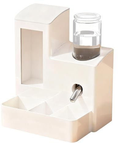 Distributeur d'eau automatique 2 en 1 pour nourriture de porc, anti-fuite, anti-goutte, pour cages à lapins, furets, hamsters, petits animaux, matériau adapté à tous les animaux domestiques (blanc