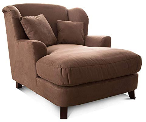 Cavadore XXL-Sessel Assado / Großer Polstersessel mit Holzfüßen und großer Sitzfläche / Inkl. 2 Zierkissen / 109 x 104 x 145 / Mikrofaser Hellbraun