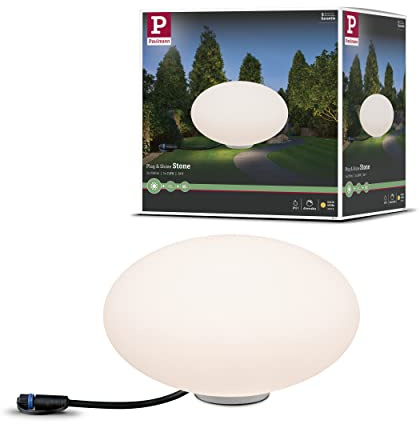 Paulmann 941.75 Objeto luminoso exterior Plug & Shine Stone IP67 3000 K 235 lm 24 V, luminaria esférica, luminaria exterior, iluminación para el jardín, iluminación para la terraza 94175