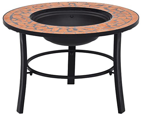 vidaXL Braciere con Mosaico Decorativo Robusto a 3 Gambe Stufa per Esterni Tavolo con Barbecue Terracotta 68 cm in Ceramica Telaio in Acciaio