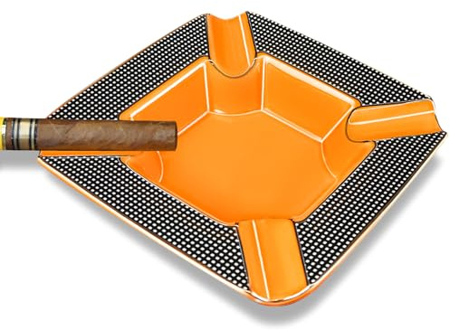 Cigar Outdoor Ash trays for Patio Big Ashtrays for 8 Square Cigarettes Ashtray Large Rest Cigars Ashtray for Patio/Outside/Indoor Ash tray (Yellow)