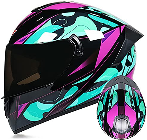 YLXD Integrado Casco De Moto Modular con Doble Visera Cascos De Motocicleta Abierto Homologado ECE Racing Crash Helmet Casco Moto Integral para Adultos Mujeres C,S