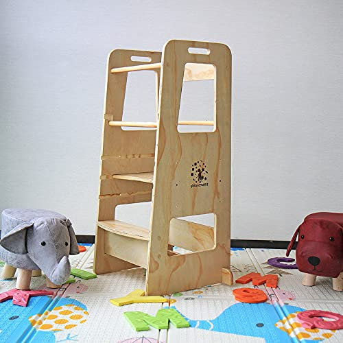 Kiddy Dreams Lernturm klappbar drehbarer Höhenverstellbarer Kindertritt Montessori-Turm Kinderstuhl Küche Helper Learning Tower