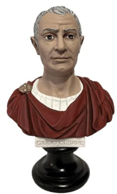 Busto Statua Design: Giulio Cesare Imperatore Romano- Riproduzione busto, scultura in marmo e resina dipinto a mano - circa 16 cm, 400 gr. - Prodotto Italiano, Made in Italy - Idea Regalo Casa