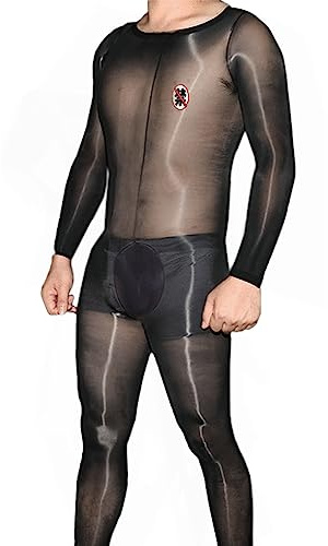 HTRUIYATY Tenue Sexy Homme érotique Billiant 8D Sexy Bodystocking Man Lingerie manches Body Bas Collant Sous Vetement Homme